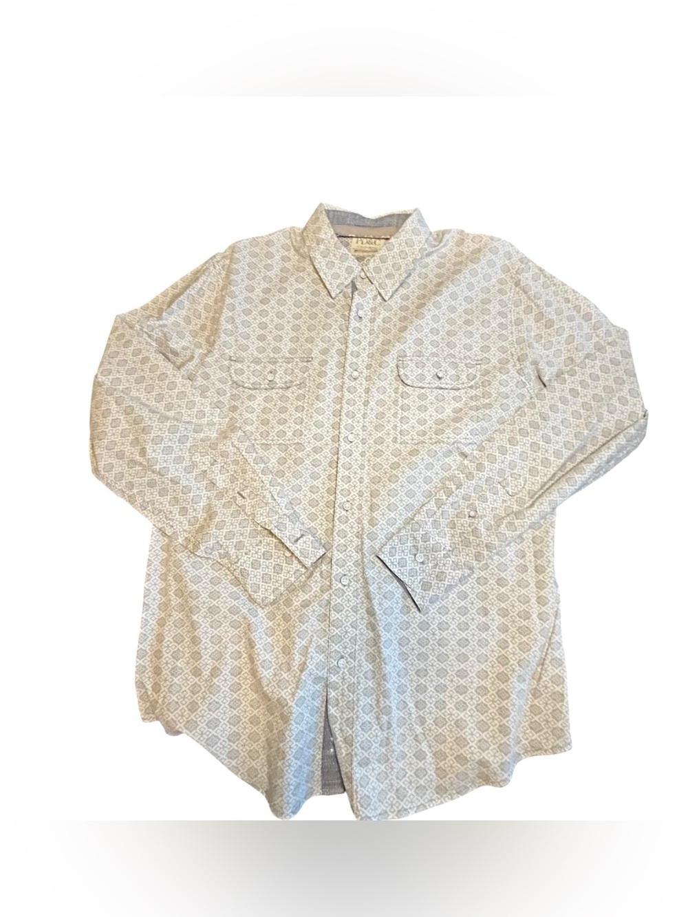 PD&C Cream Geometric-Print Button-Down Shirt